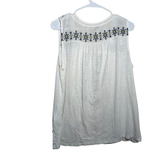 Lucky Brand Tank Top Women's XL Embroidered V-Neck Sleeveless Lace Boho Shirt - Picture 5 of 10
